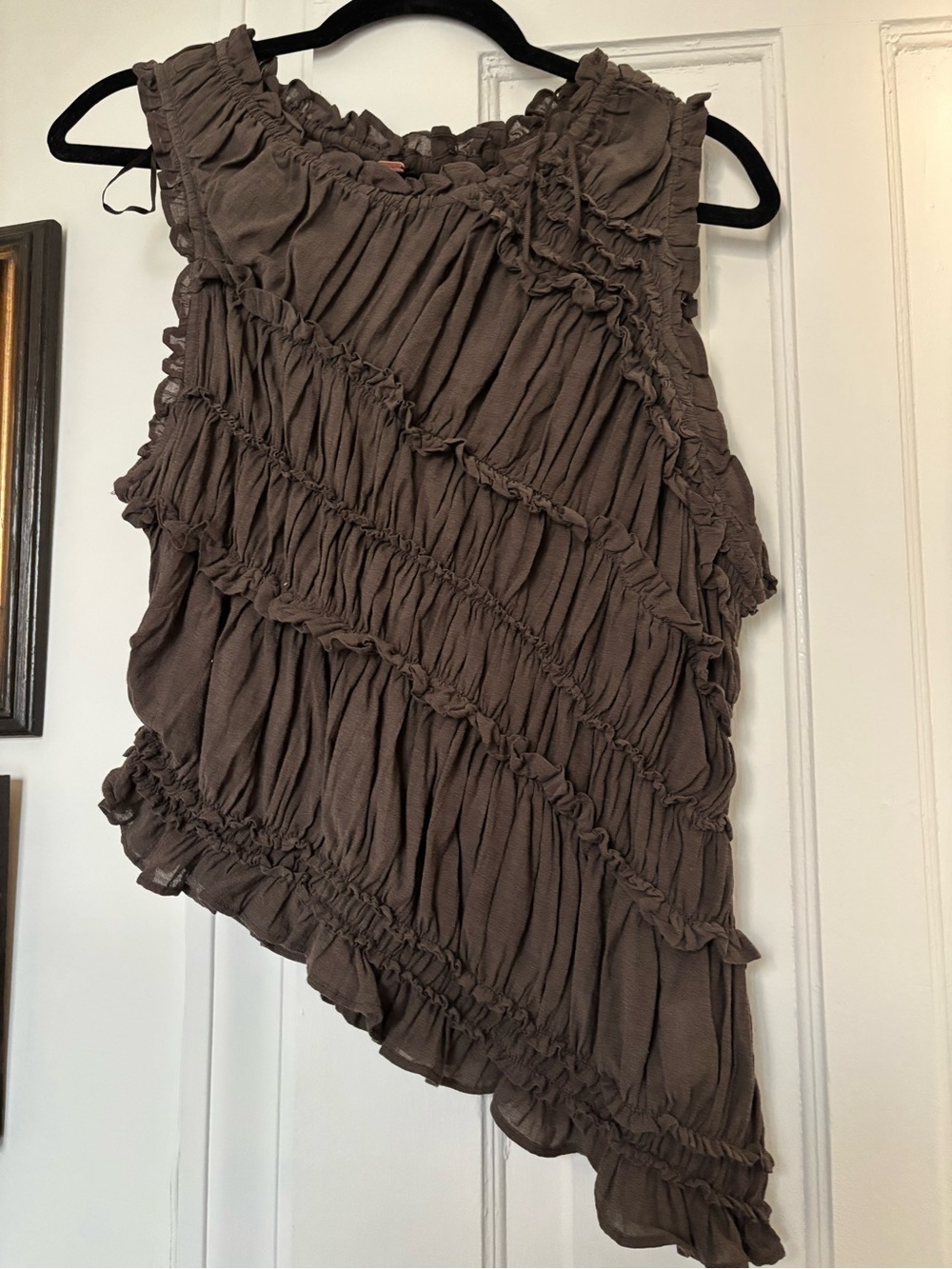 Free People Brown Ruffled Sleeveless Top - Picture 6 of 11